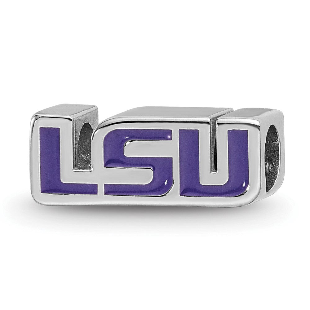 Sterling Silver Rhod-Pltd Logoart Louisiana State U. Enamel Logo Bead