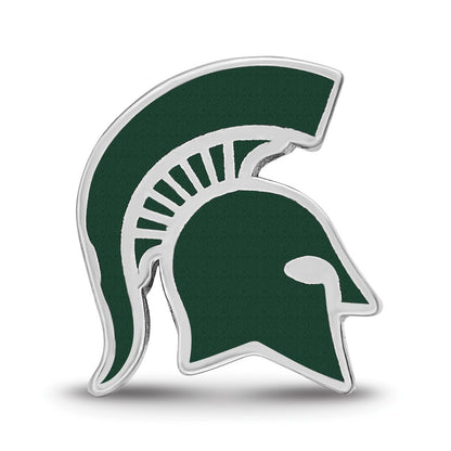 Sterling Silver Rhod-Pltd Logoart Michigan State U. Spartan Enamel Bead