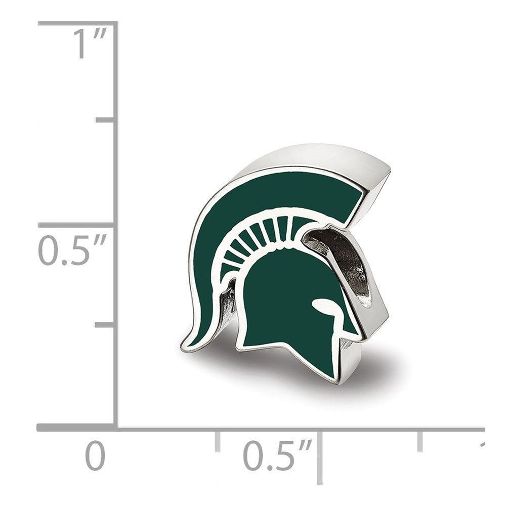 Sterling Silver Rhod-Pltd Logoart Michigan State U. Spartan Enamel Bead