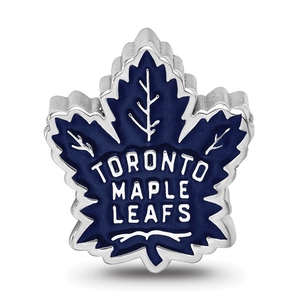 Sterling Silver Rhod-Pltd Nhl Logoart Toronto Maple Leafs Enamel Bead