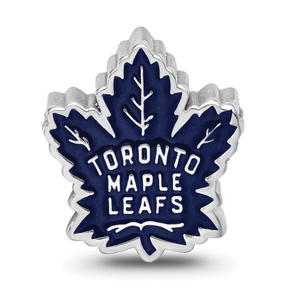 Sterling Silver Rhod-Pltd Nhl Logoart Toronto Maple Leafs Enamel Bead