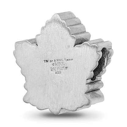 Sterling Silver Rhod-Pltd Nhl Logoart Toronto Maple Leafs Enamel Bead