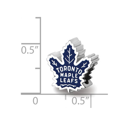 Sterling Silver Rhod-Pltd Nhl Logoart Toronto Maple Leafs Enamel Bead