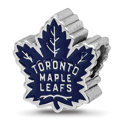Sterling Silver Rhod-Pltd Nhl Logoart Toronto Maple Leafs Enamel Bead