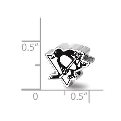 Sterling Silver Rhod-Pltd Nhl Logoart Pittsburgh Penguins Enamel Bead