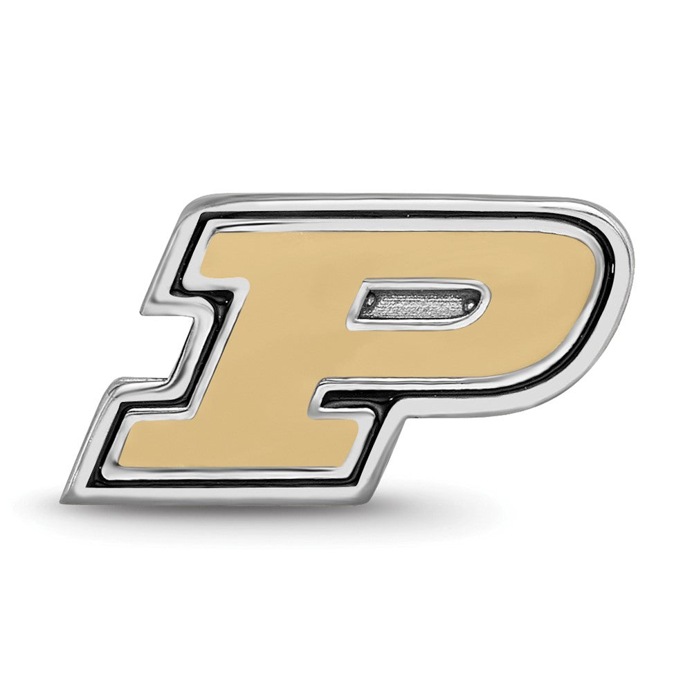 Sterling Silver Rhod-Pltd Logoart Purdue Univ. Enamel Bead