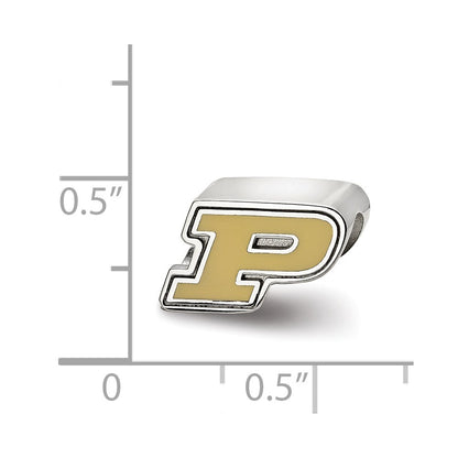 Sterling Silver Rhod-Pltd Logoart Purdue Univ. Enamel Bead