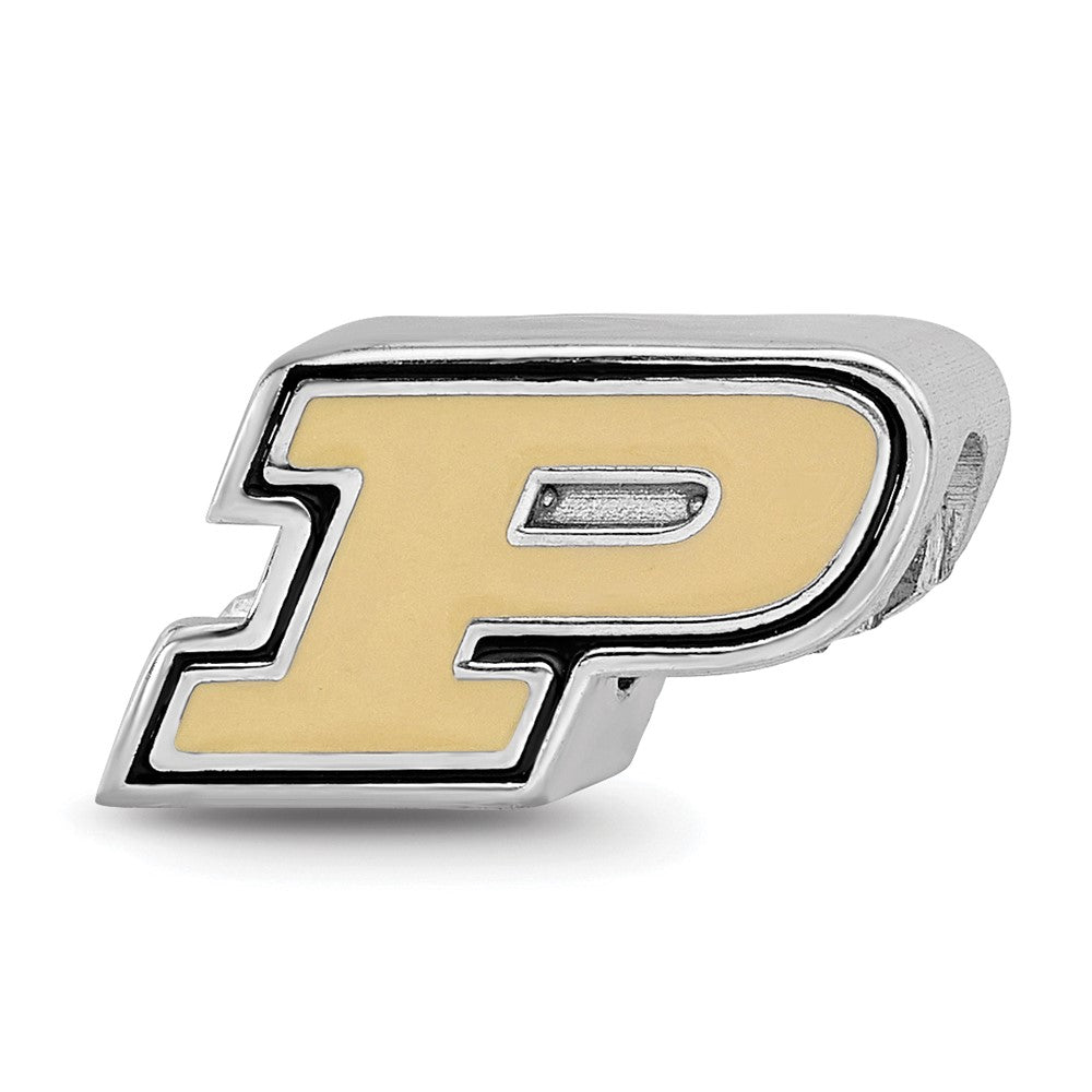 Sterling Silver Rhod-Pltd Logoart Purdue Univ. Enamel Bead