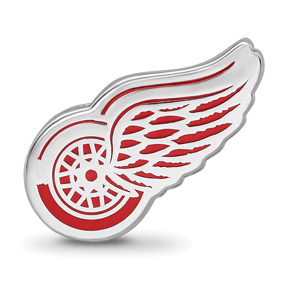 Sterling Silver Rhodium-Plated Nhl Logoart Detroit Red Wings Enamel Bead