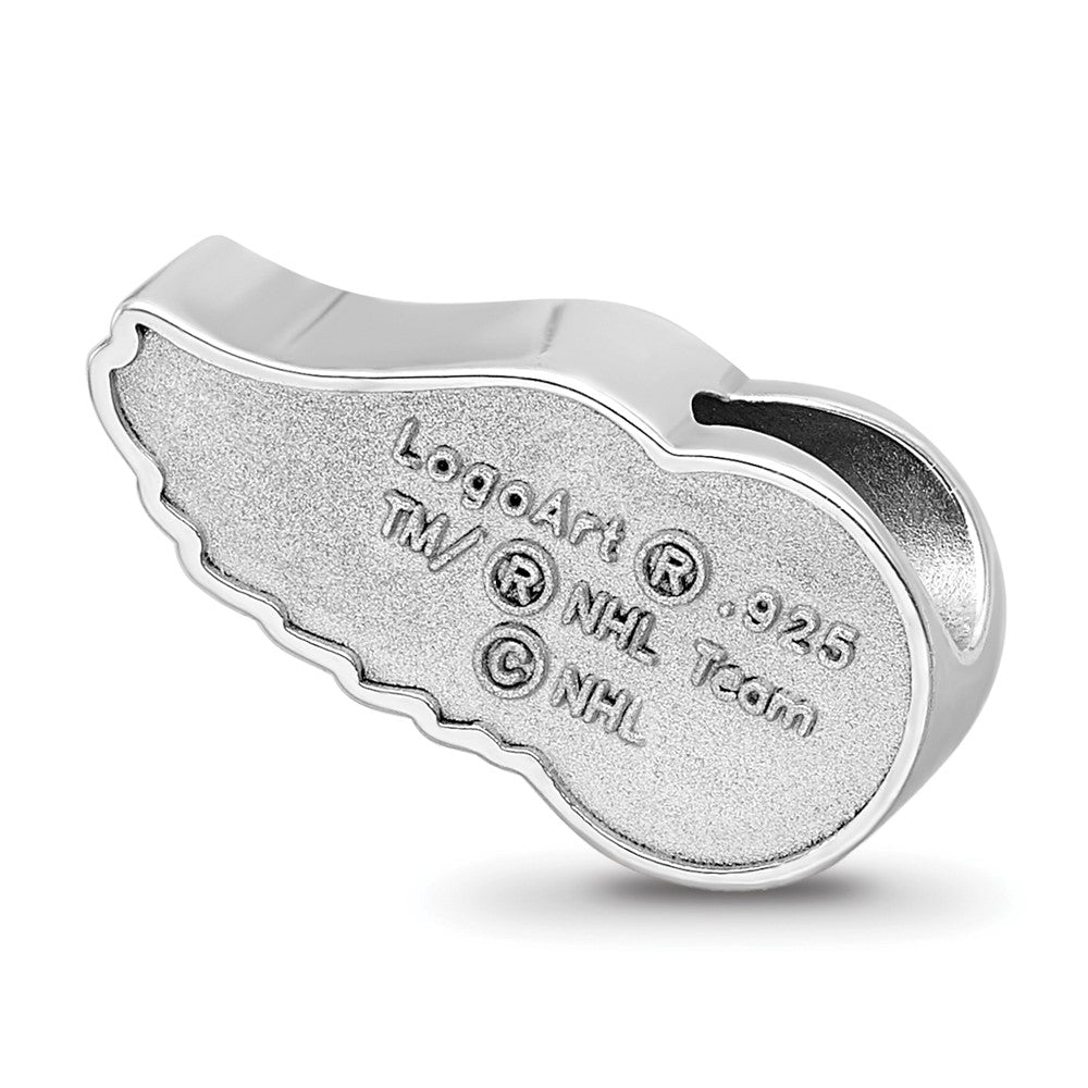 Sterling Silver Rhodium-Plated Nhl Logoart Detroit Red Wings Enamel Bead