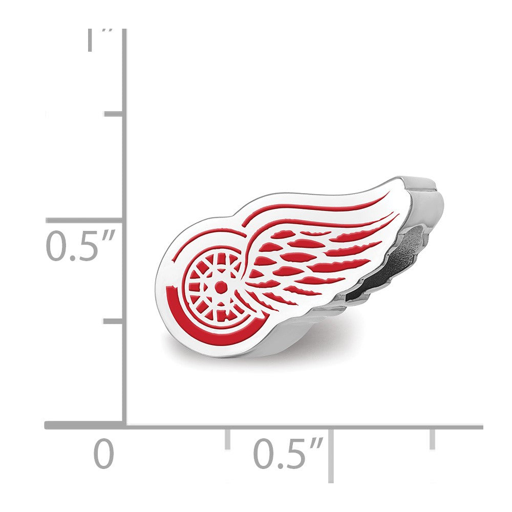 Sterling Silver Rhodium-Plated Nhl Logoart Detroit Red Wings Enamel Bead
