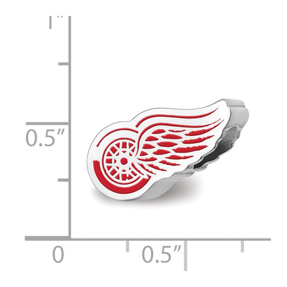 Sterling Silver Rhodium-Plated Nhl Logoart Detroit Red Wings Enamel Bead