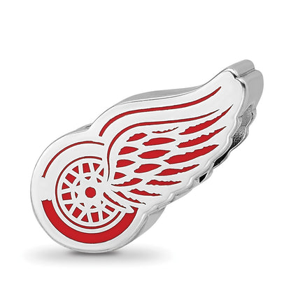 Sterling Silver Rhodium-Plated Nhl Logoart Detroit Red Wings Enamel Bead