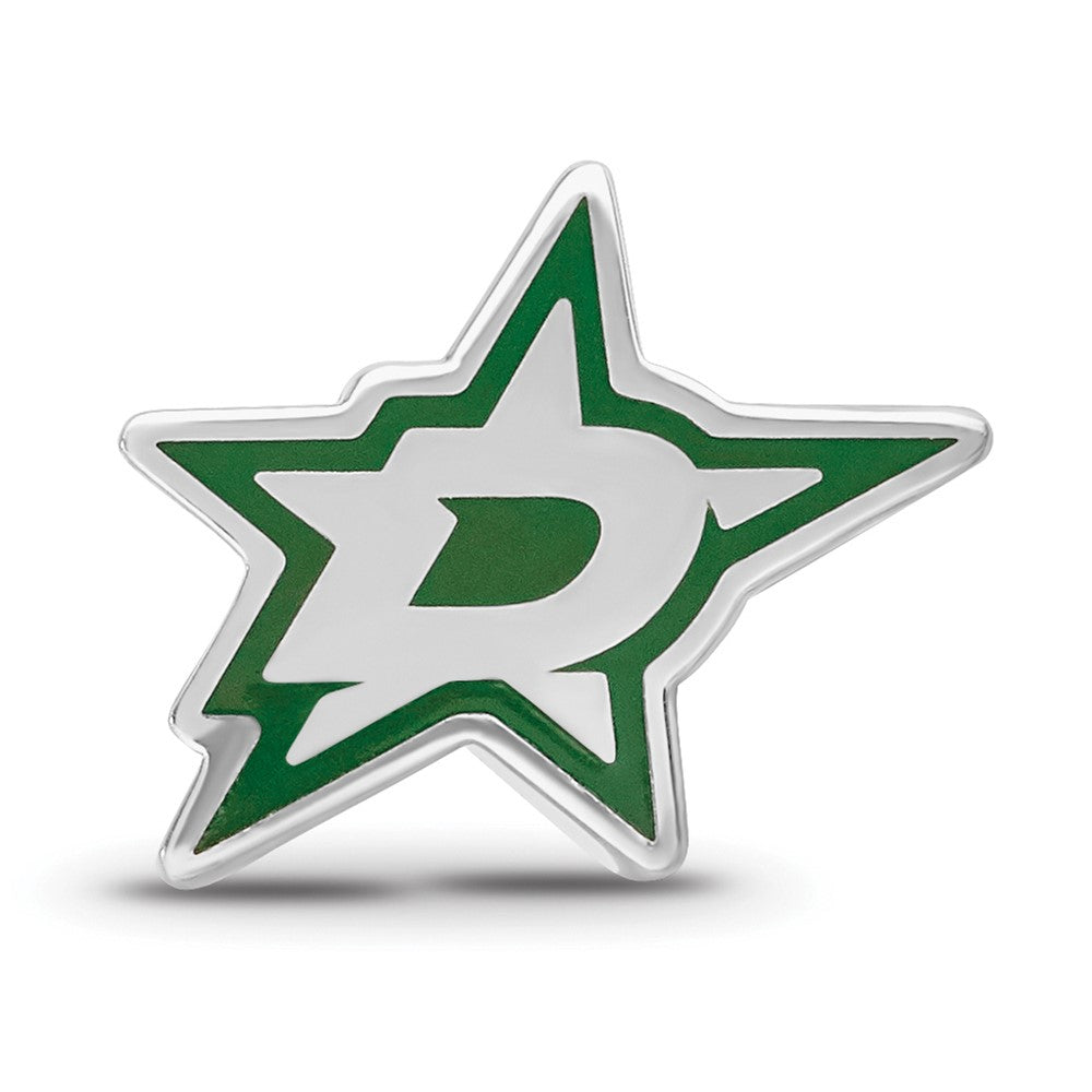 Sterling Silver Rhodium-Plated Nhl Logoart Dallas Stars Enameled Bead