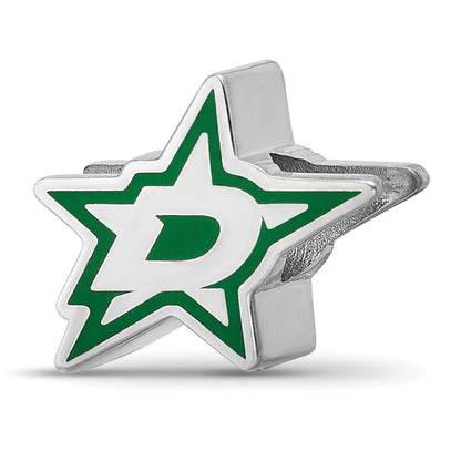 Sterling Silver Rhodium-Plated Nhl Logoart Dallas Stars Enameled Bead
