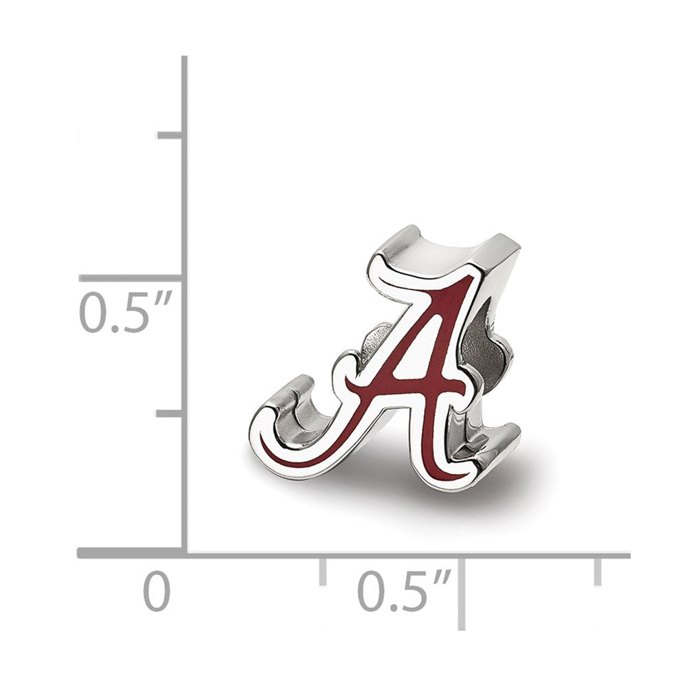 Sterling Silver Rhodium Plated Logoart U. of Alabama Letter Enamel Bead