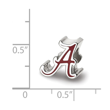 Sterling Silver Rhodium Plated Logoart U. of Alabama Letter Enamel Bead