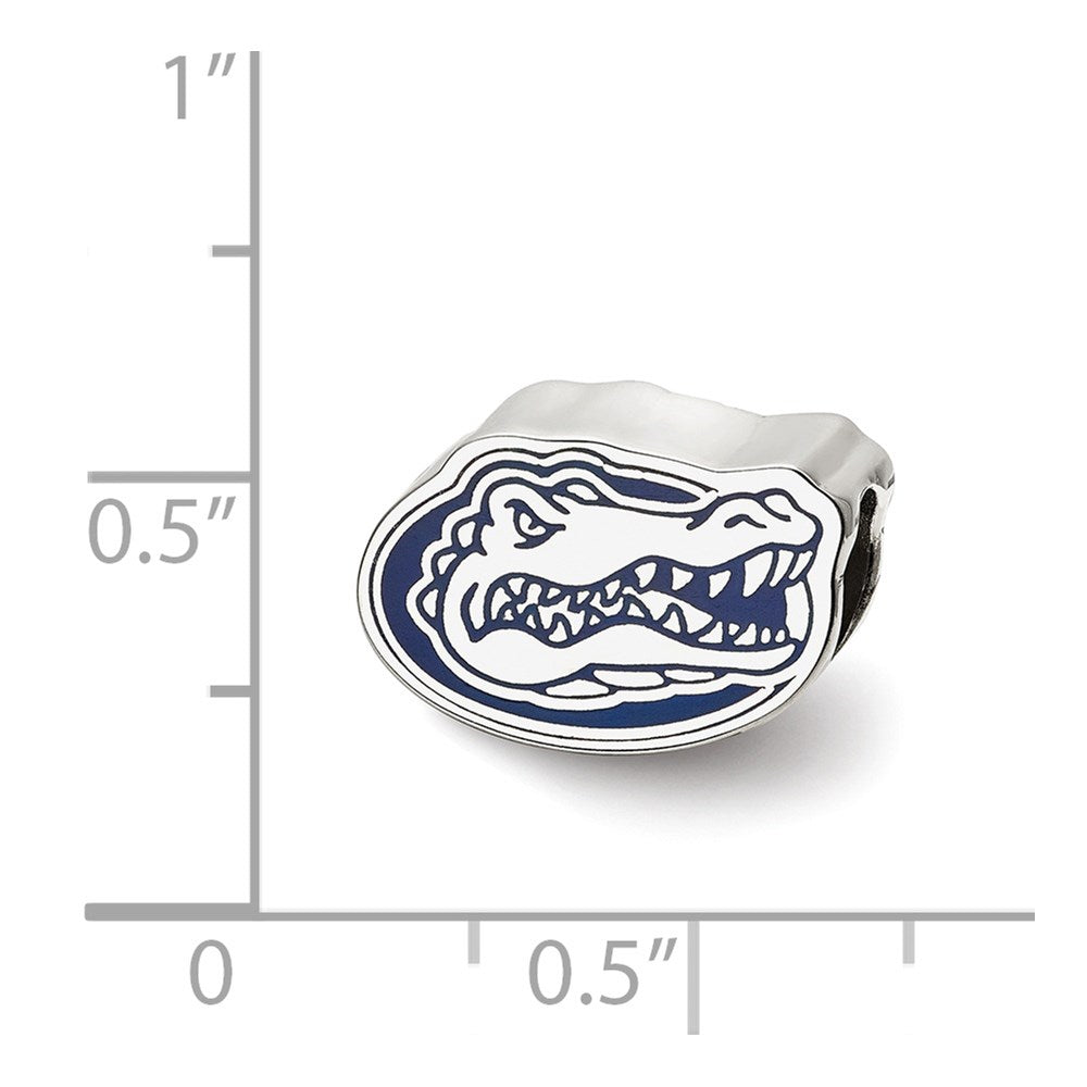 Sterling Silver Rhod-Pltd Logoart U. of Florida Gator Enamel Logo Bead