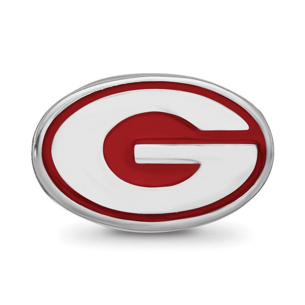 Sterling Silver Rhod-Pltd Logoart University of Georgia Enamel Bead