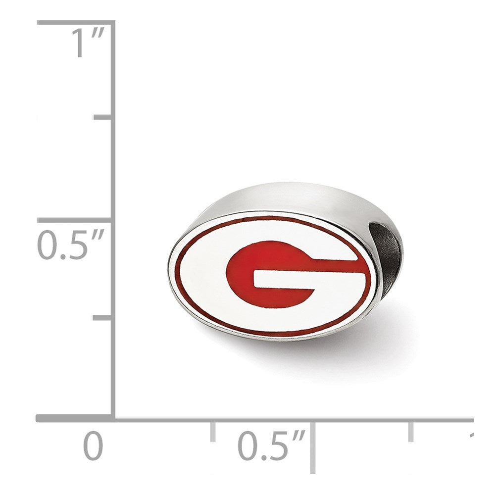 Sterling Silver Rhod-Pltd Logoart University of Georgia Enamel Bead