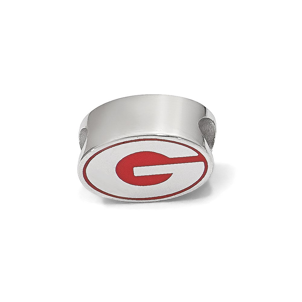 Sterling Silver Rhod-Pltd Logoart University of Georgia Enamel Bead