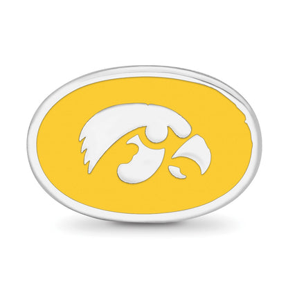 Sterling Silver Rhod-Pltd Logoart Univ. of Iowa Enamel 1-sided Bead