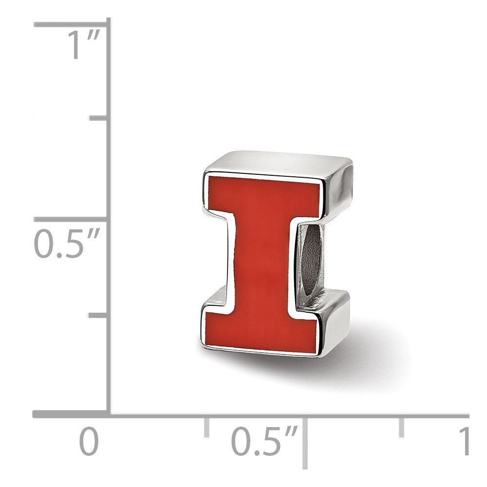 Sterling Silver Rhod-Pltd Logoart University of Illinois Enamel Logo Bead