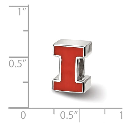 Sterling Silver Rhod-Pltd Logoart University of Illinois Enamel Logo Bead