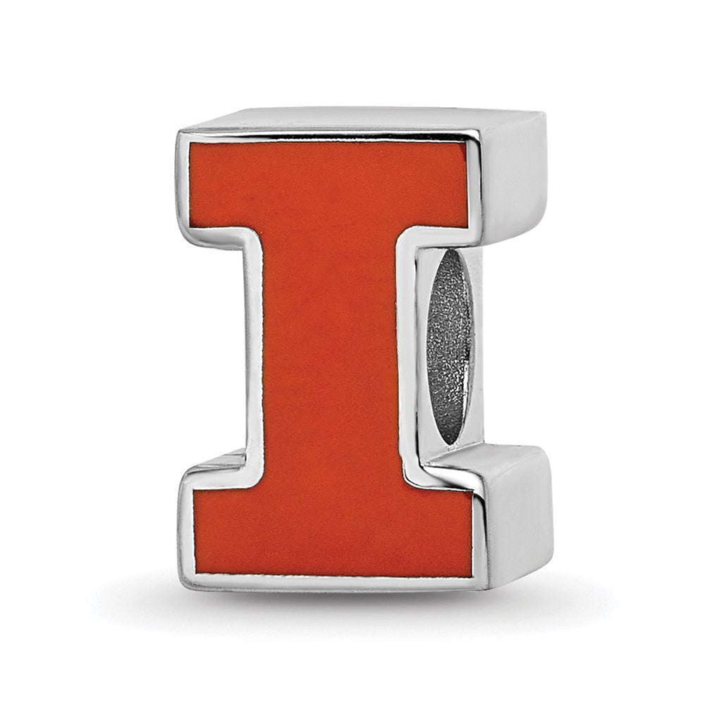 Sterling Silver Rhod-Pltd Logoart University of Illinois Enamel Logo Bead