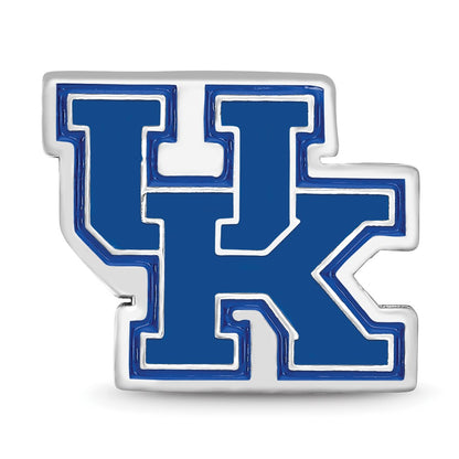 Sterling Silver Rhod-Pltd Logoart U. of Kentucky U-K Enamel Logo Bead