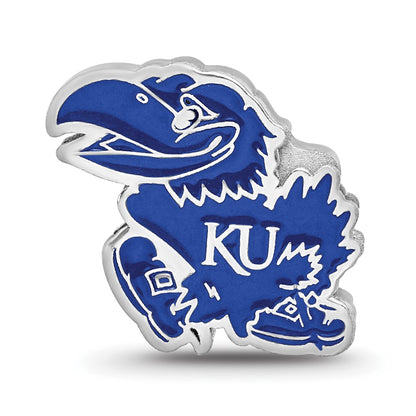 Sterling Silver Rhod-Pltd Logoart Univ. of Kansas Jayhawk Enamel Bead