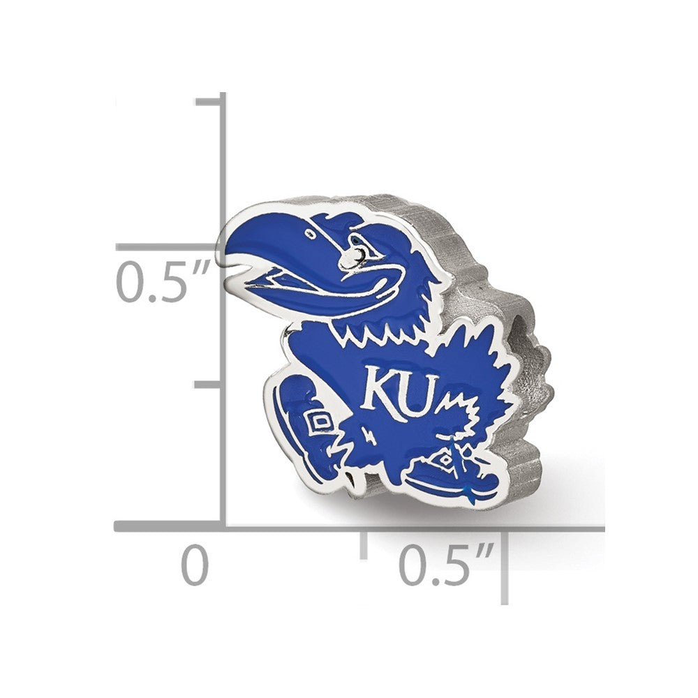 Sterling Silver Rhod-Pltd Logoart Univ. of Kansas Jayhawk Enamel Bead