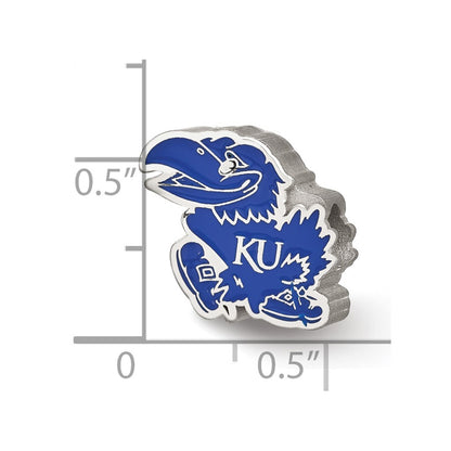 Sterling Silver Rhod-Pltd Logoart Univ. of Kansas Jayhawk Enamel Bead