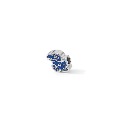 Sterling Silver Rhod-Pltd Logoart Univ. of Kansas Jayhawk Enamel Bead