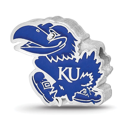 Sterling Silver Rhod-Pltd Logoart Univ. of Kansas Jayhawk Enamel Bead