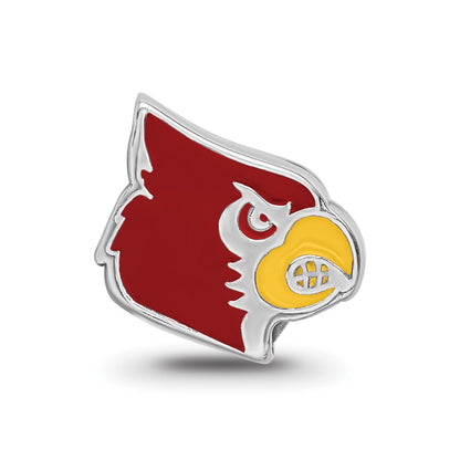 Sterling Silver Rhod-Pltd Logoart U. of Louisville Cardinal Enamel Bead