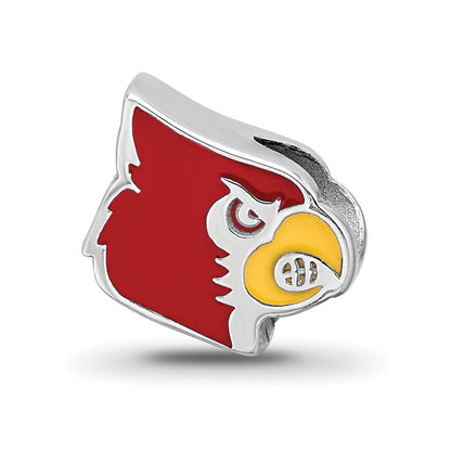 Sterling Silver Rhod-Pltd Logoart U. of Louisville Cardinal Enamel Bead