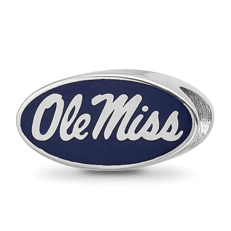 Sterling Silver Rhod-Pltd Logoart U. of Mississippi Enamel Bead