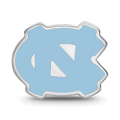 Sterling Silver Rhod-Pltd Logoart U. of N. Carolina 1-sided Enamel Bead