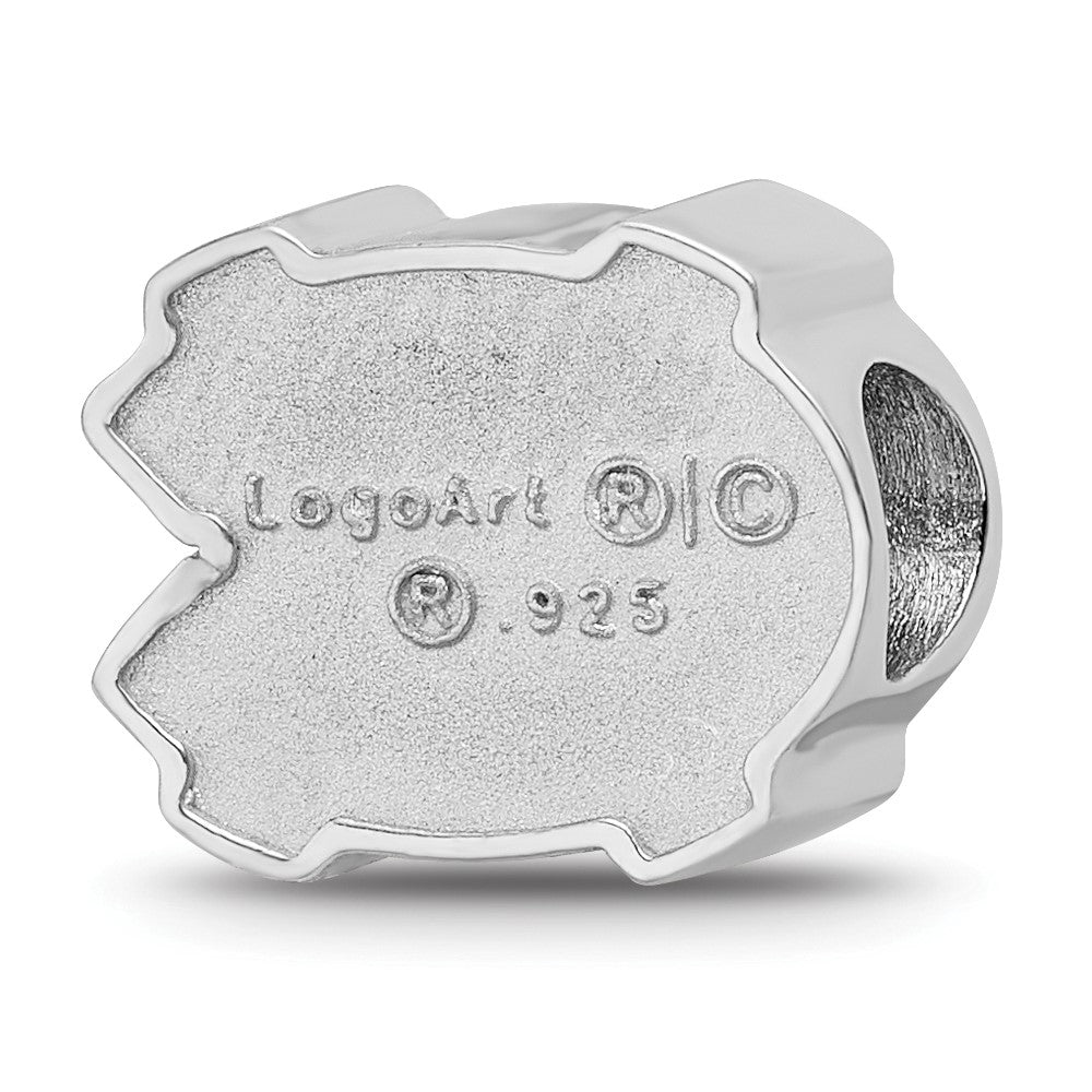 Sterling Silver Rhod-Pltd Logoart U. of N. Carolina 1-sided Enamel Bead