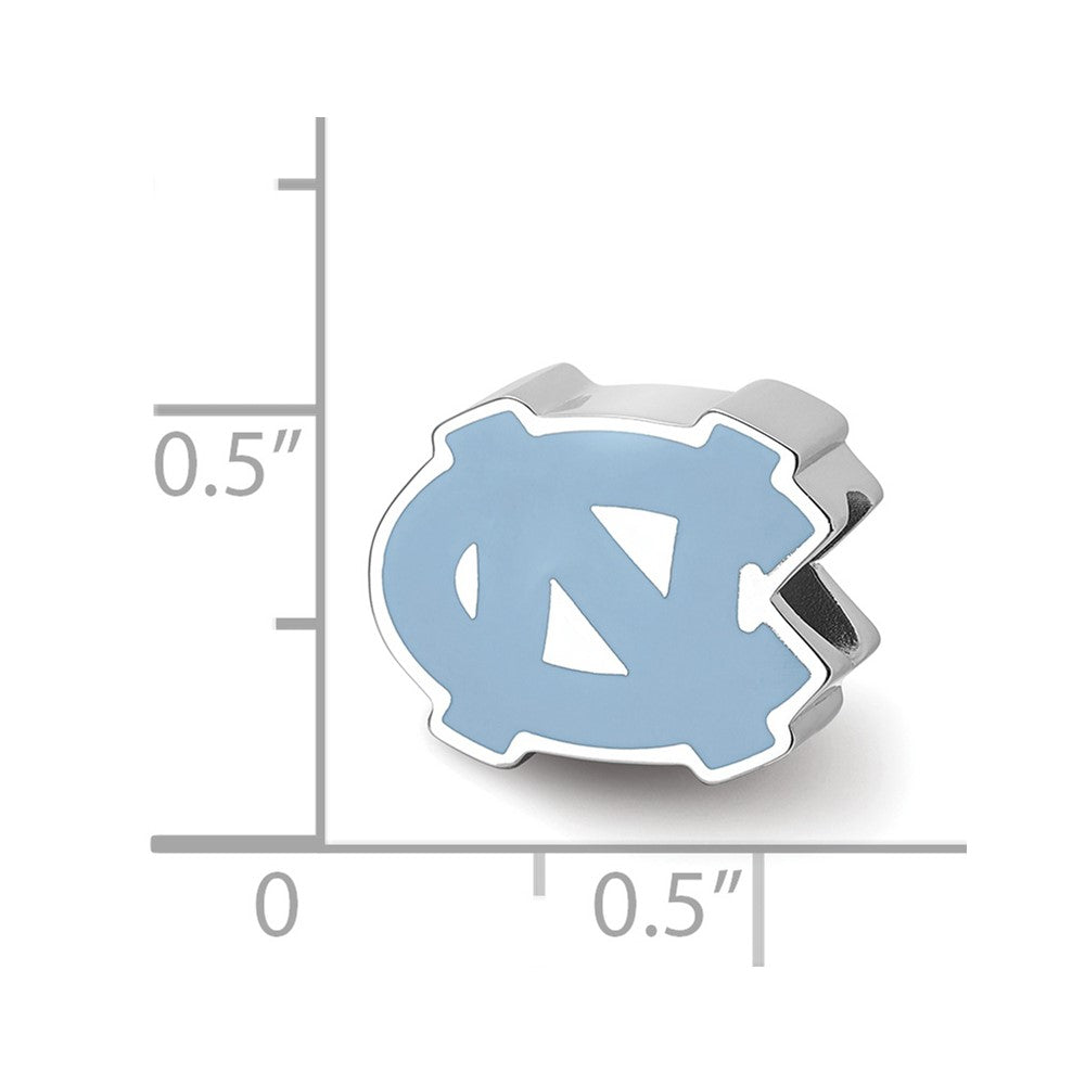Sterling Silver Rhod-Pltd Logoart U. of N. Carolina 1-sided Enamel Bead