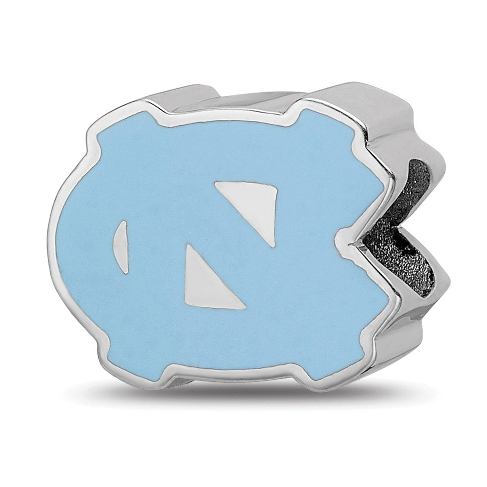Sterling Silver Rhod-Pltd Logoart U. of N. Carolina 1-sided Enamel Bead