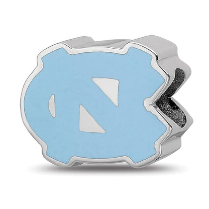 Sterling Silver Rhod-Pltd Logoart U. of N. Carolina 1-sided Enamel Bead