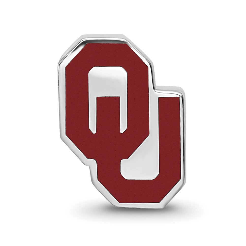 Sterling Silver Rhod-Pltd Logoart U. of Oklahoma 1-sided Enamel Bead