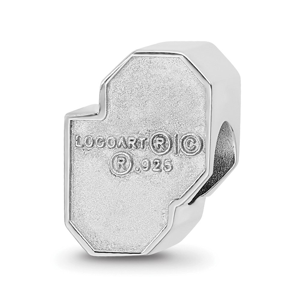 Sterling Silver Rhod-Pltd Logoart U. of Oklahoma 1-sided Enamel Bead