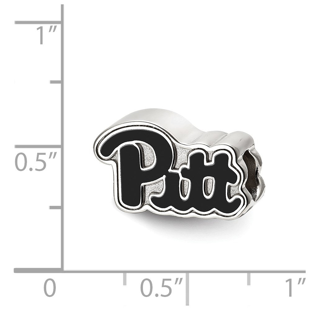 Sterling Silver Rhod-Pltd Logoart U. of Pittsburgh Enameled Logo Bead
