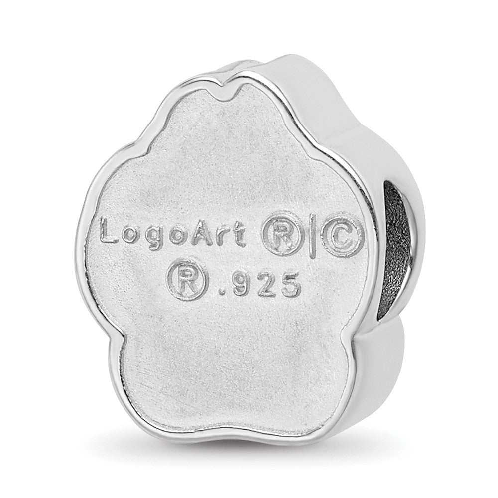 Sterling Silver Rhod-Pltd Logoart U. of South Dakota Paw Enamel Bead