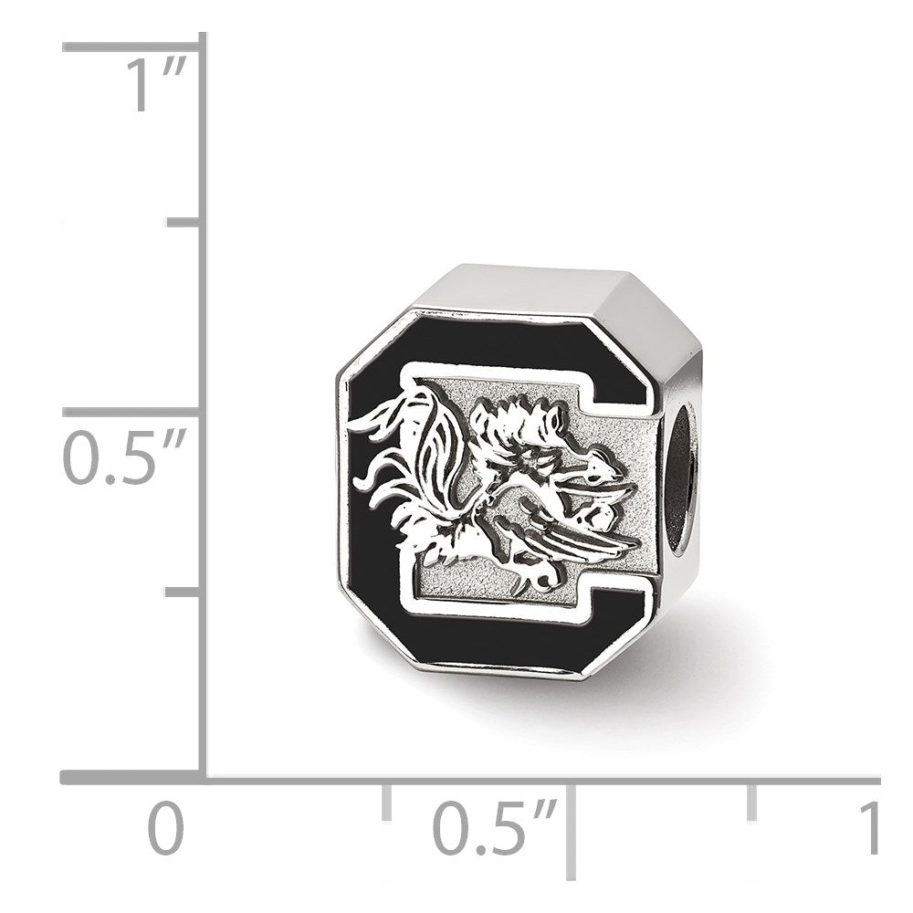 Sterling Silver Rhod-Pltd Logoart U. of South Carolina Enamel Bead