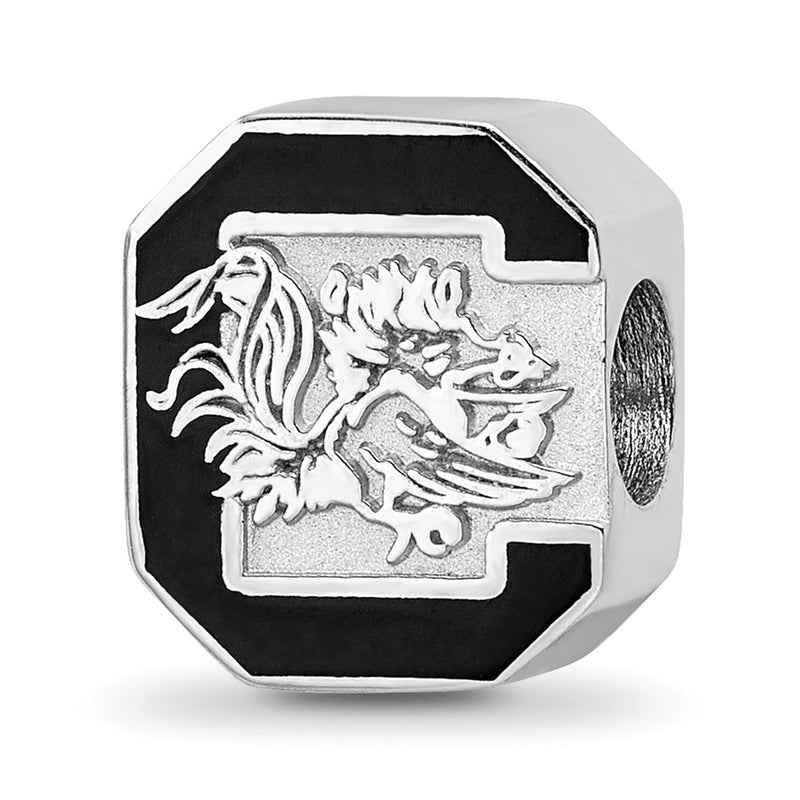 Sterling Silver Rhod-Pltd Logoart U. of South Carolina Enamel Bead