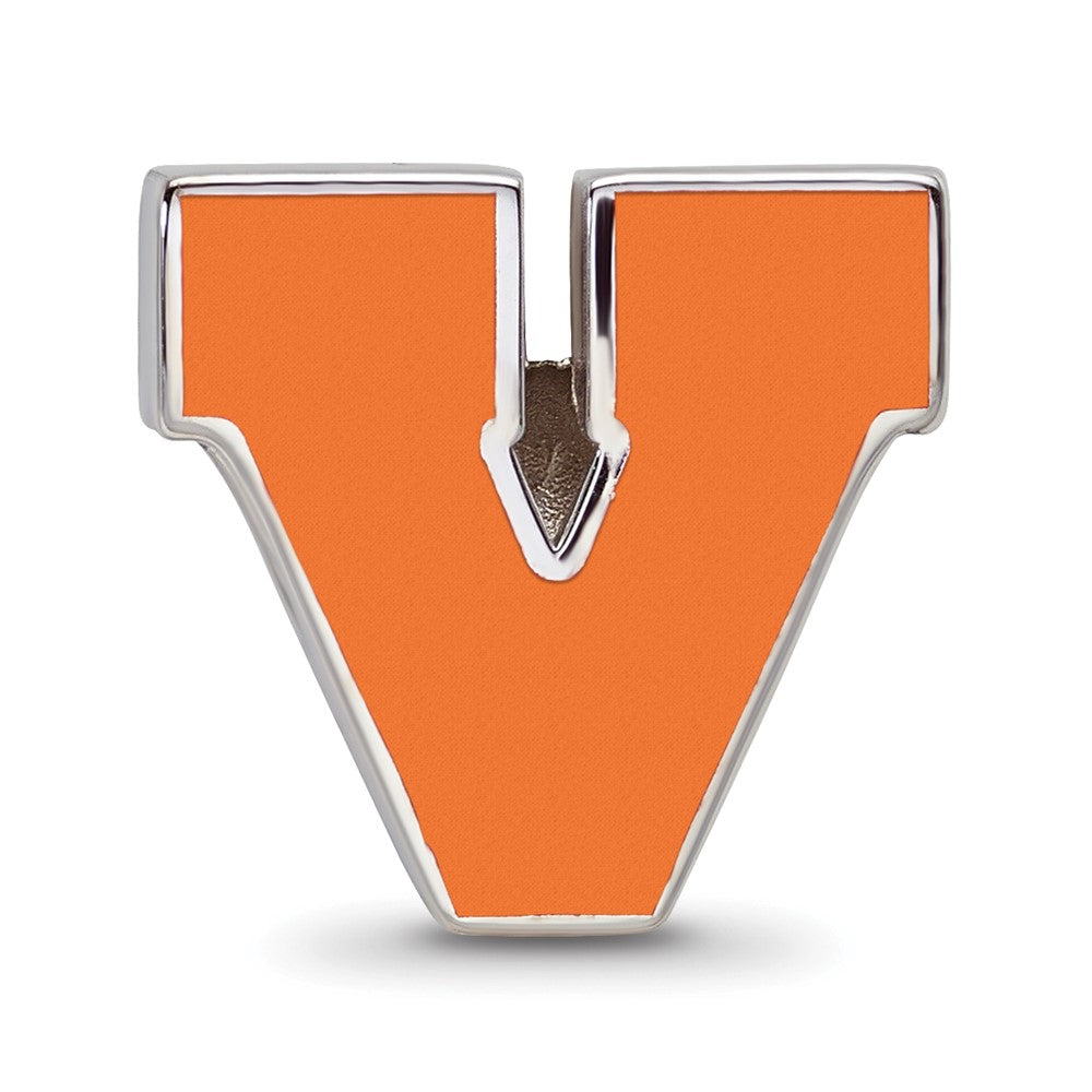 Sterling Silver Rhod-Pltd Logoart U. of Virginia Letter V Enamel Logo Bead